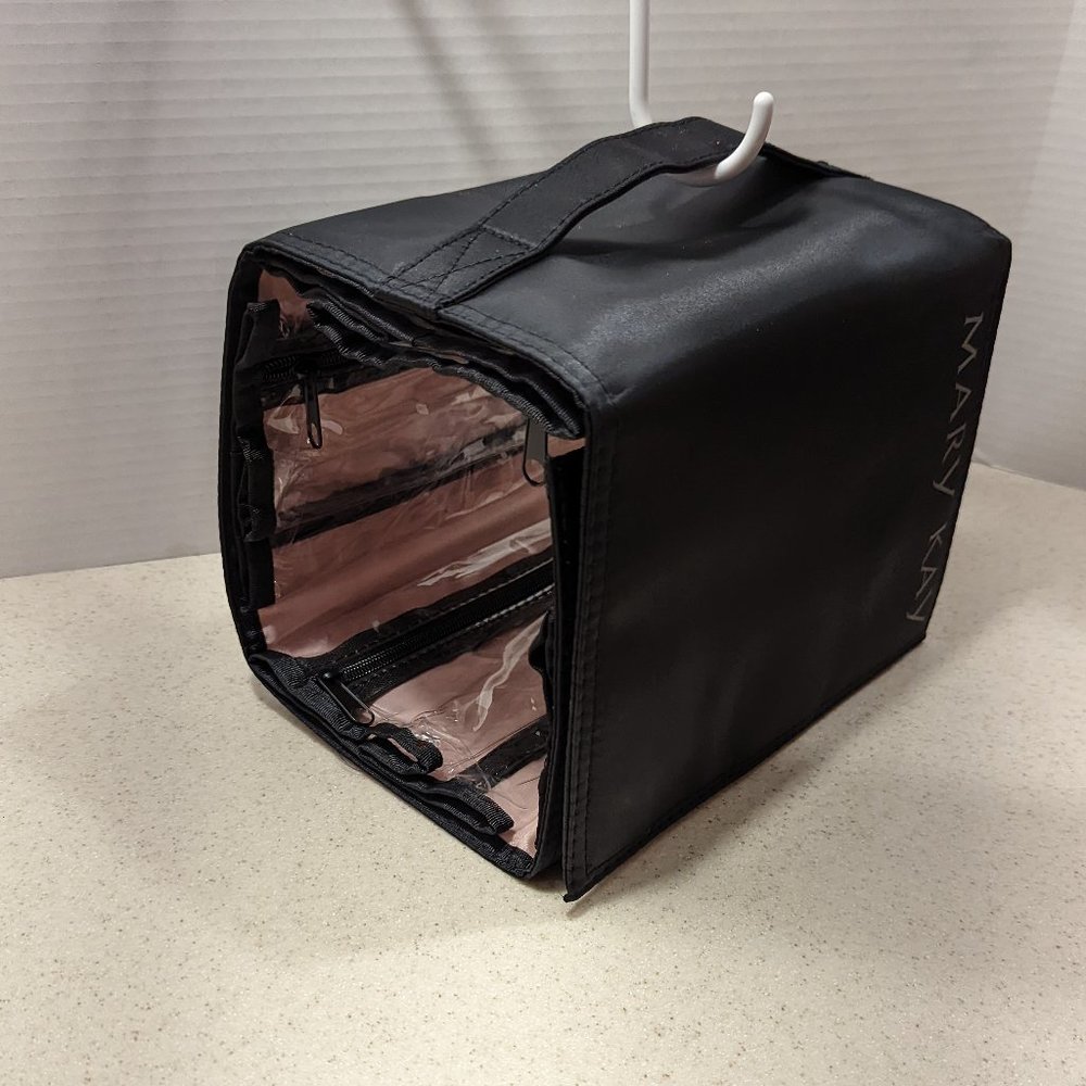 New Mary Kay Cosmetic Travel Roll Up Makeup Case Black & Pink